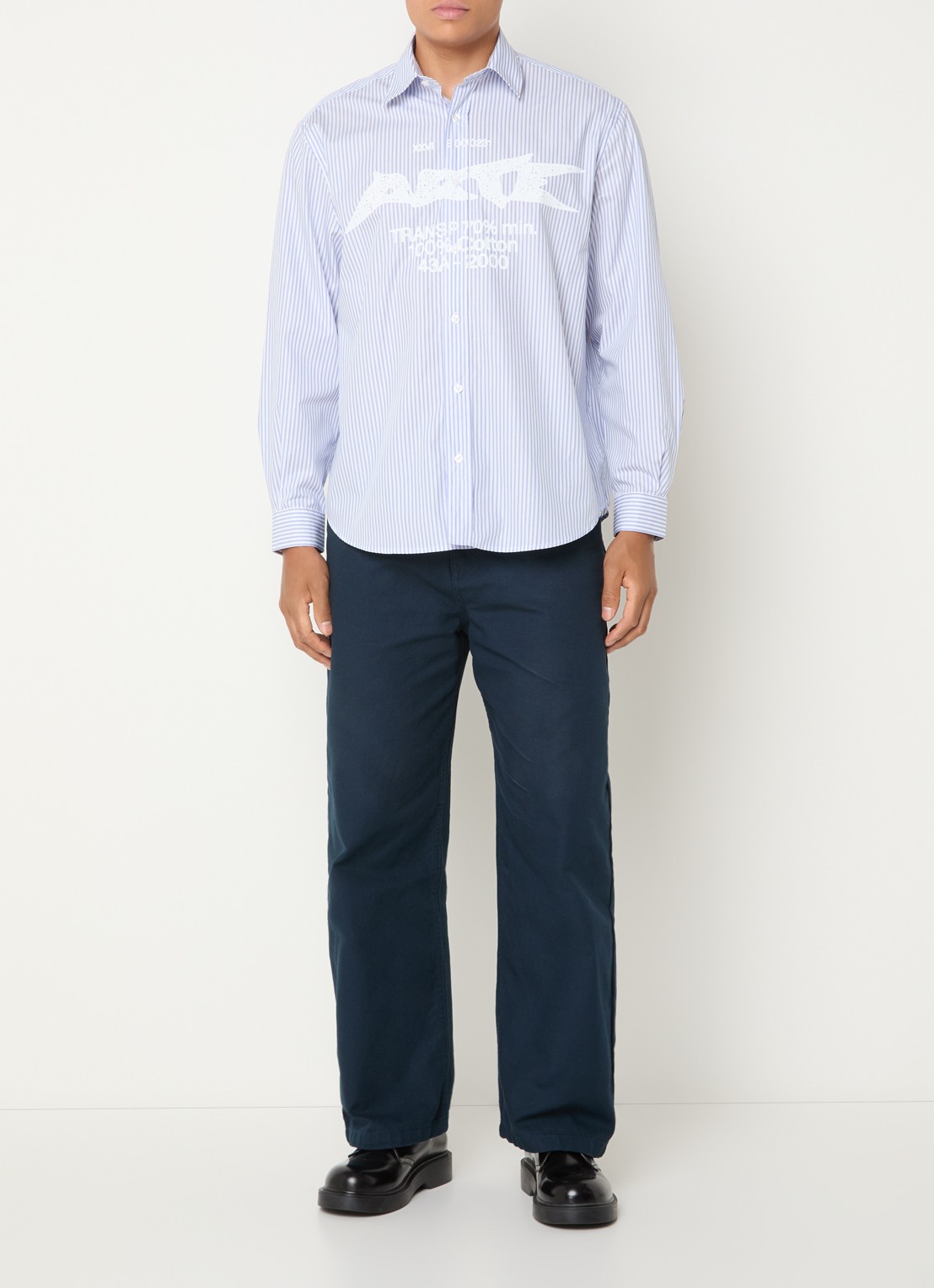 Arte Antwerp Regular fit overhemd met streepprint - voorkant 3 blauw