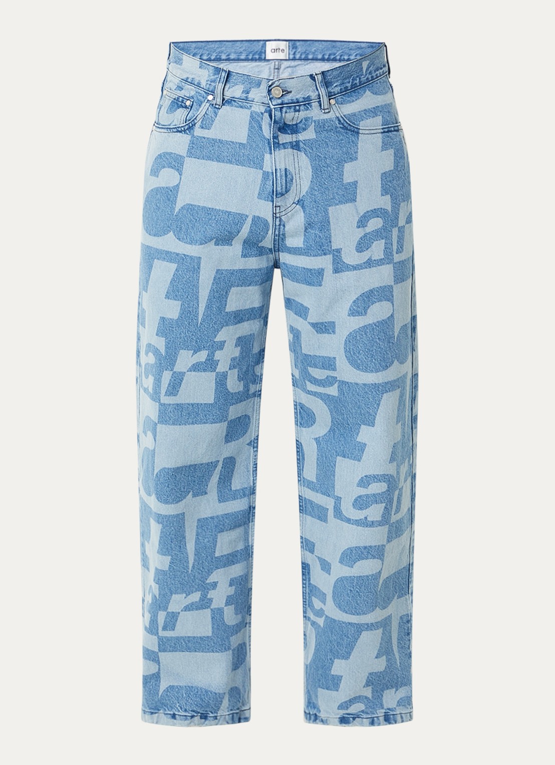 Arte Antwerp Straight fit jeans met gekleurde wassing en logoprint - voorkant 4 indigo