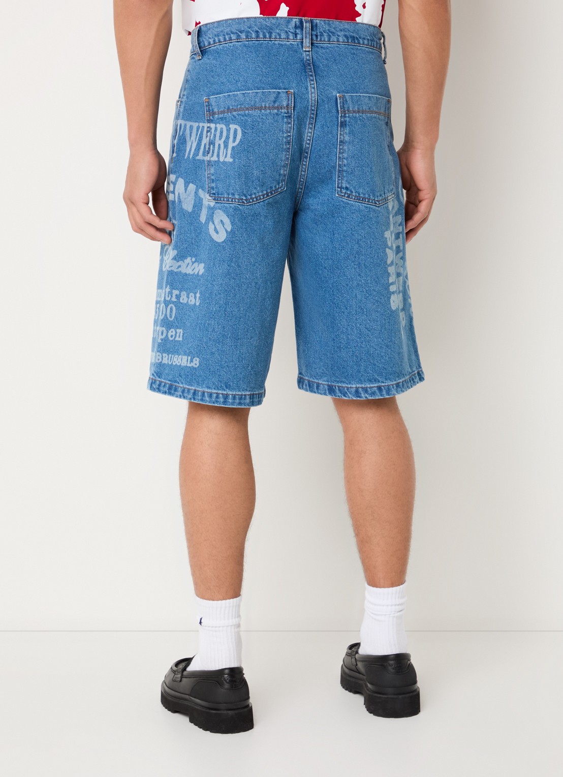 Arte Antwerp Straight fit korte broek van denim met logoprint - achterkant indigo