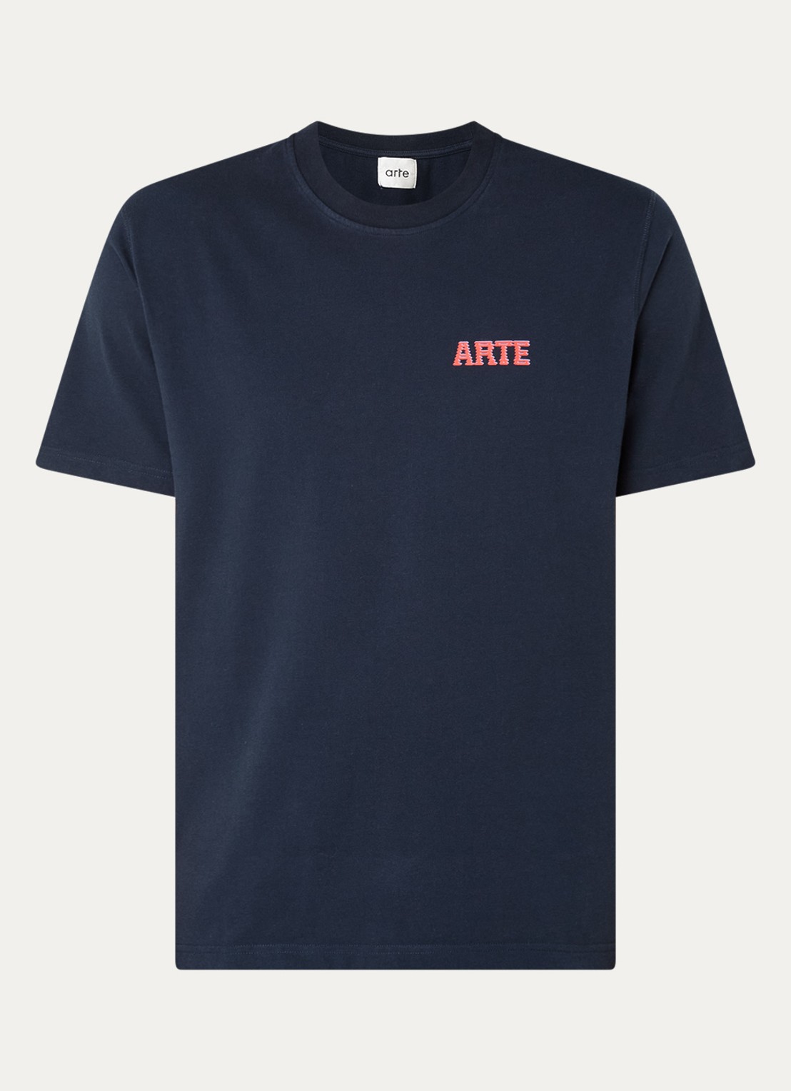 Arte Antwerp T-shirt met logo- en backprint - voorkant 3 donkerblauw