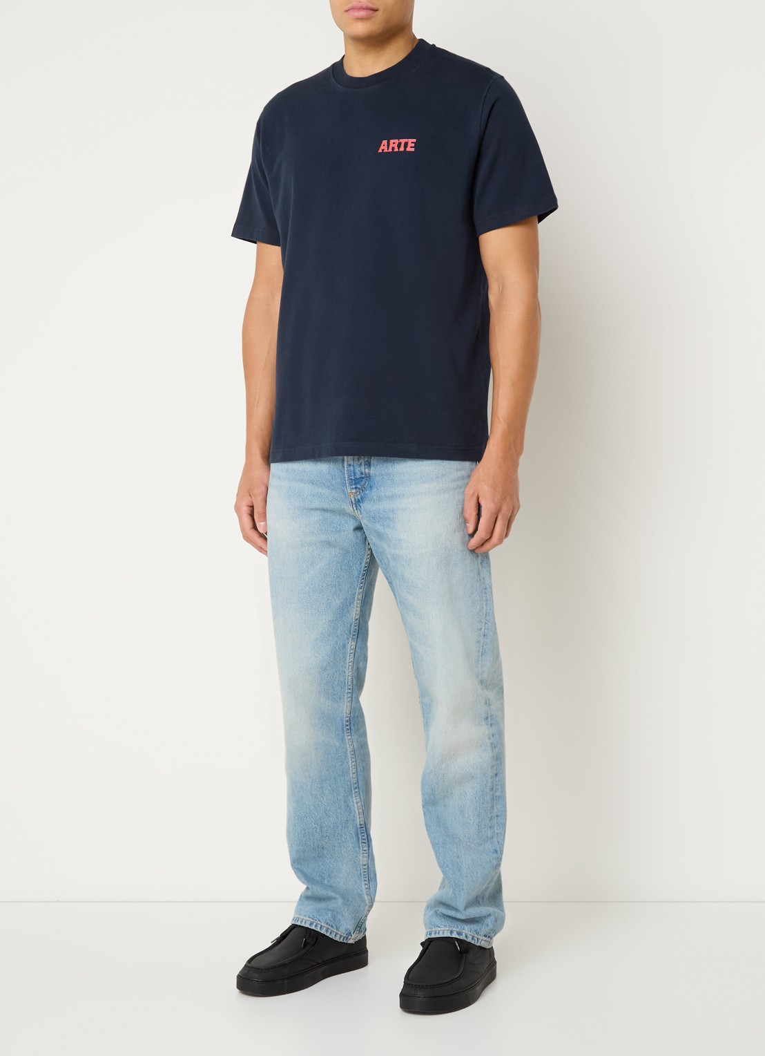 Arte Antwerp T-shirt met logo- en backprint - voorkant 4 donkerblauw