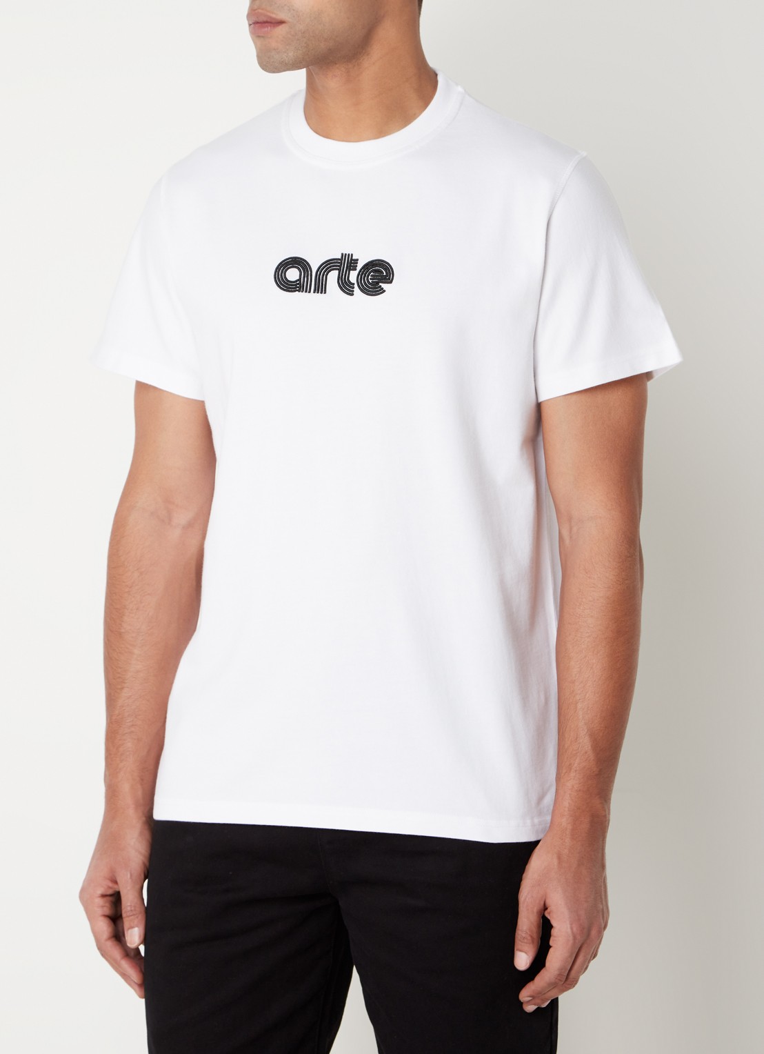 Arte Antwerp T-shirt met logoborduring en ronde hals - detail wit