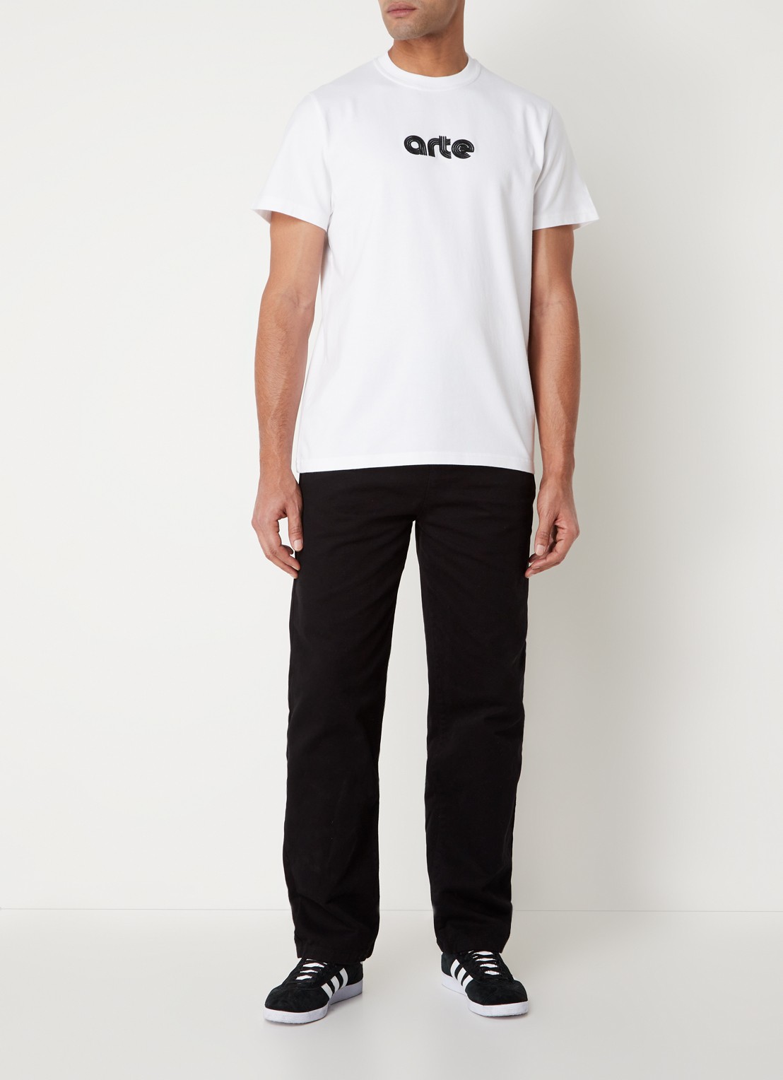 Arte Antwerp T-shirt met logoborduring en ronde hals - voorkant 4 wit