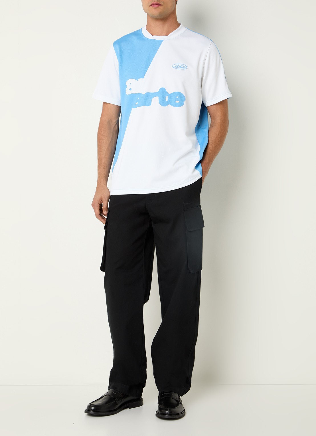 Arte Antwerp T-shirt met logoprint - voorkant 2 blauwgrijs
