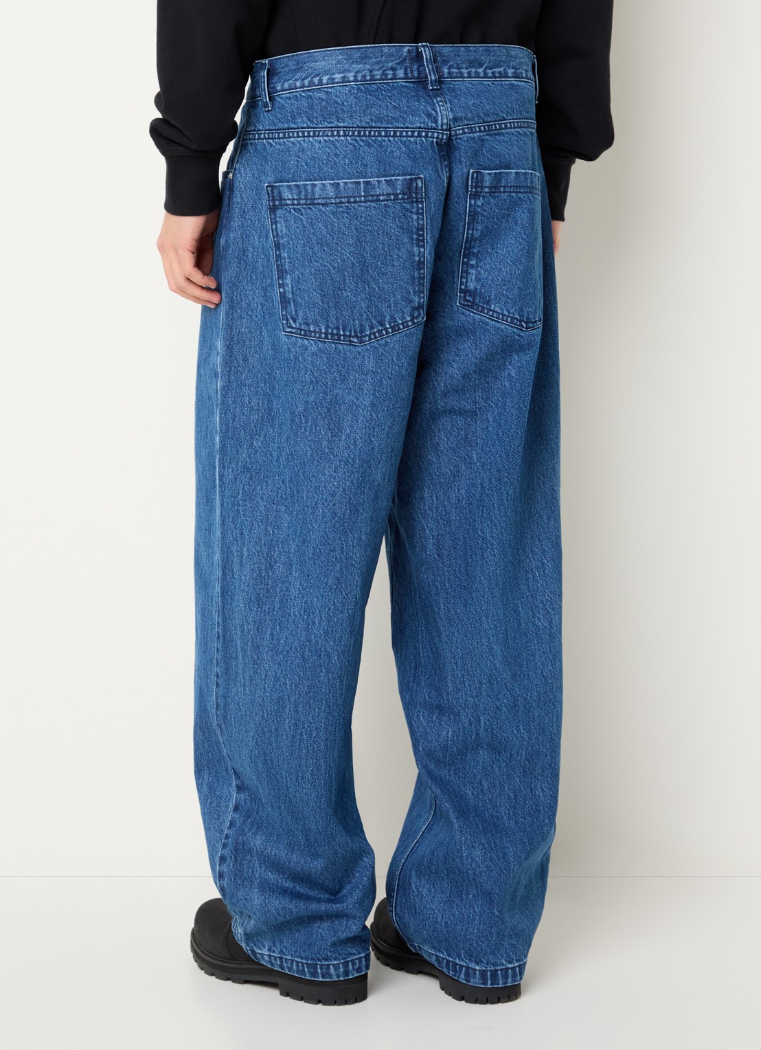 Arte Antwerp Wide leg jeans met donkere wassing - achterkant 3 indigo