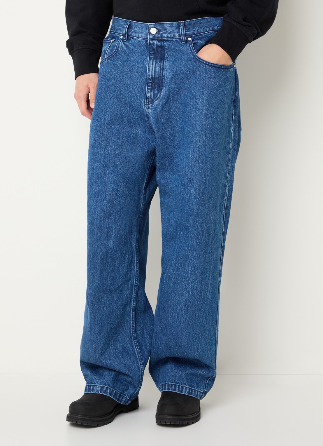 Arte Antwerp Wide leg jeans met donkere wassing - detail indigo