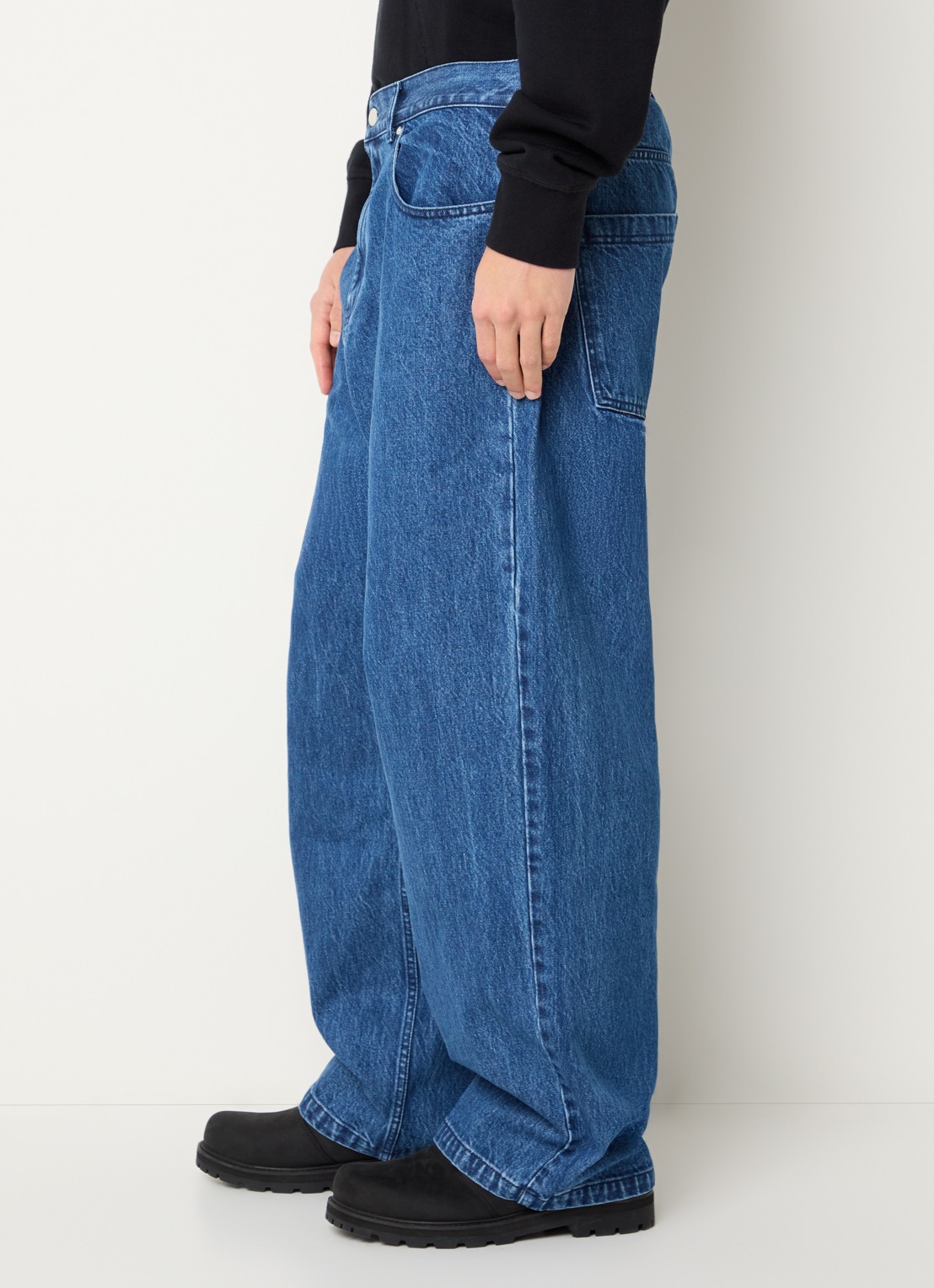 Arte Antwerp Wide leg jeans met donkere wassing - detail 2 indigo