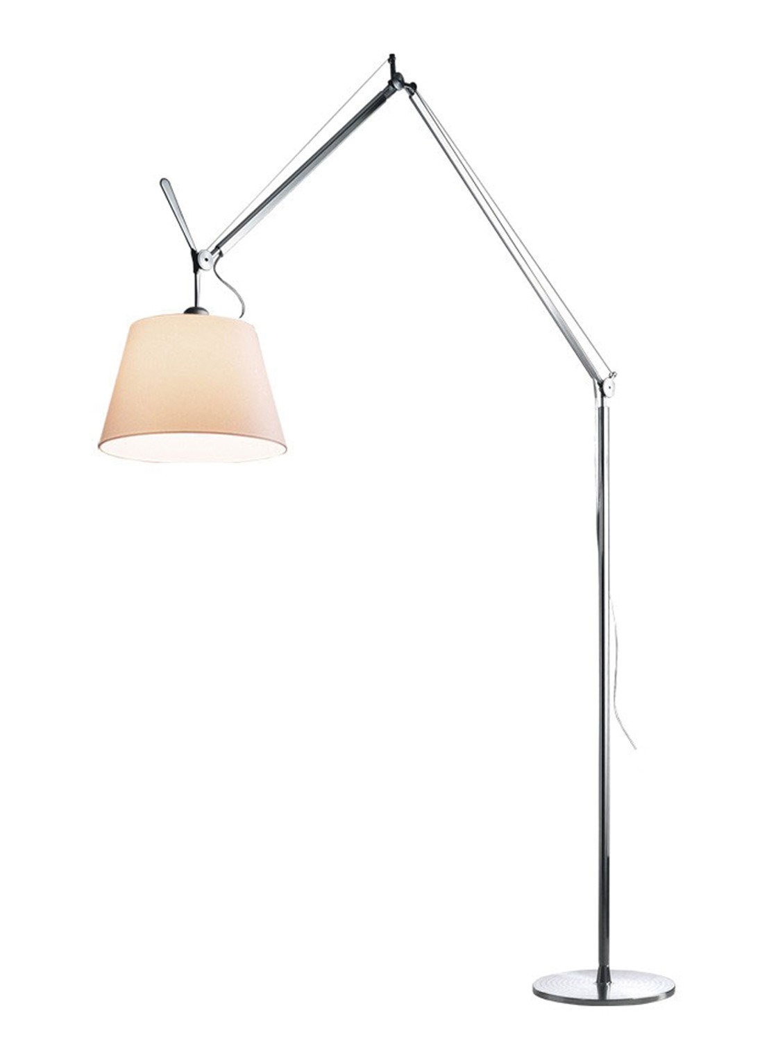 Artemide Tolomeo Mega Terra vloerlamp LED met toetsdimmer aluminium - voorkant creme