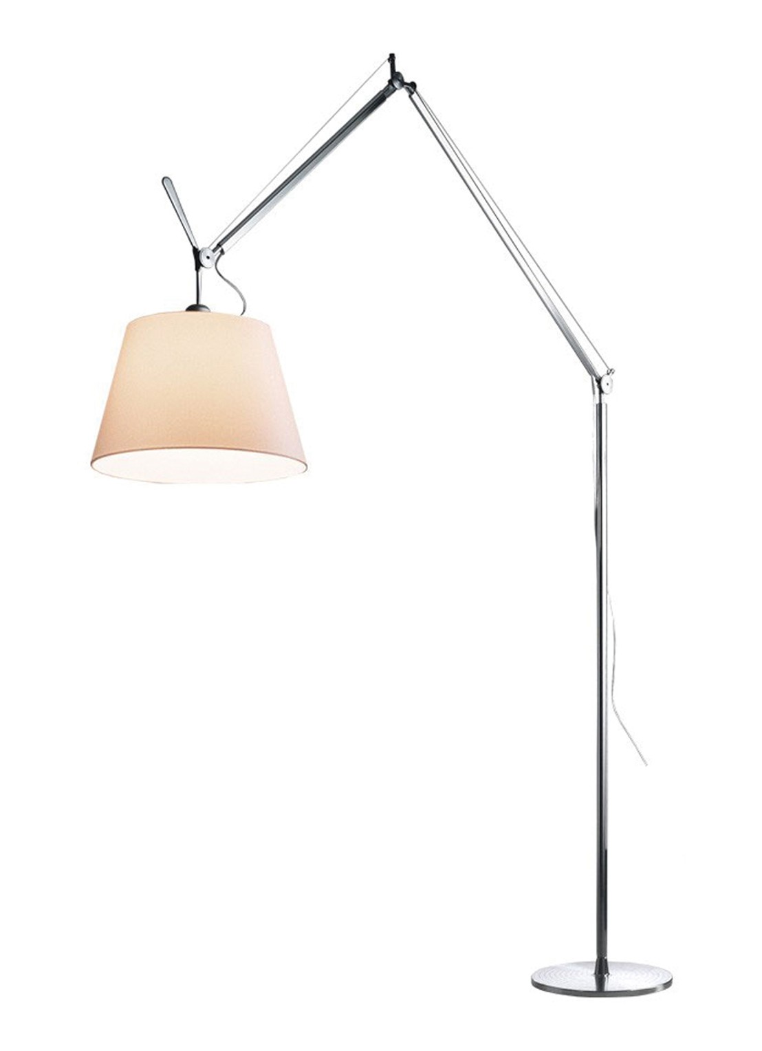 Artemide Tolomeo Mega Terra vloerlamp LED met toetsdimmer aluminium - voorkant creme