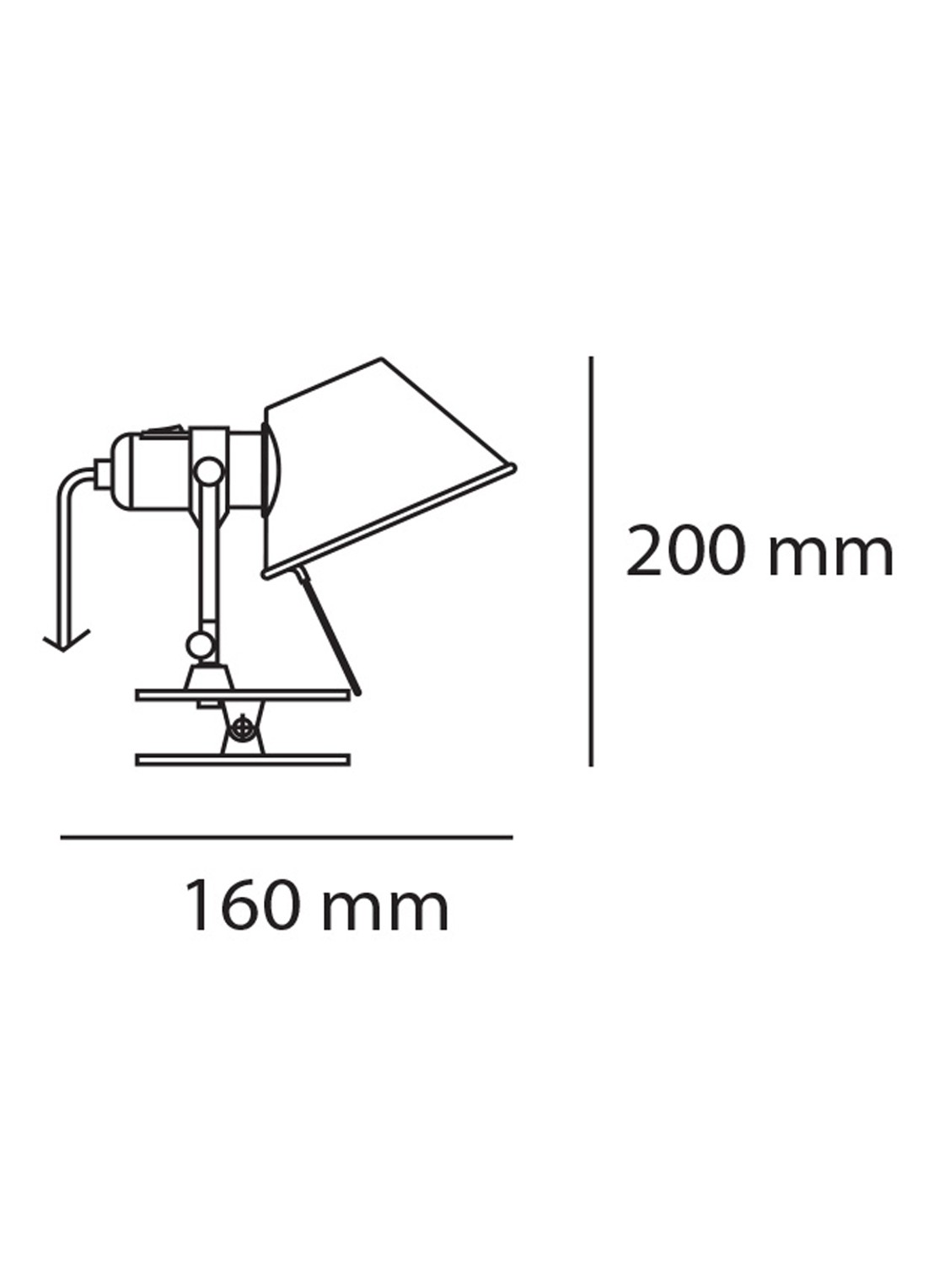 Artemide Tolomeo Micro Pinza lamp met klem 20 x Ø16 cm - detail roestvrijstaal