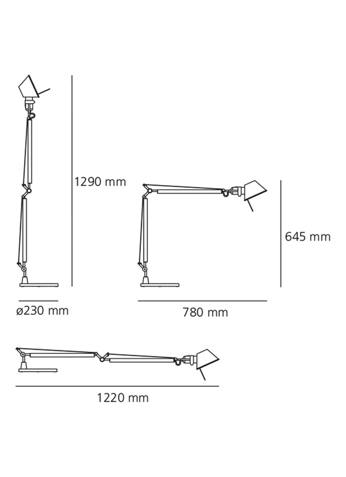 Artemide Tolomeo tafellamp Halo armatuur aluminium 129 x Ø23 cm - detail 6 metaal