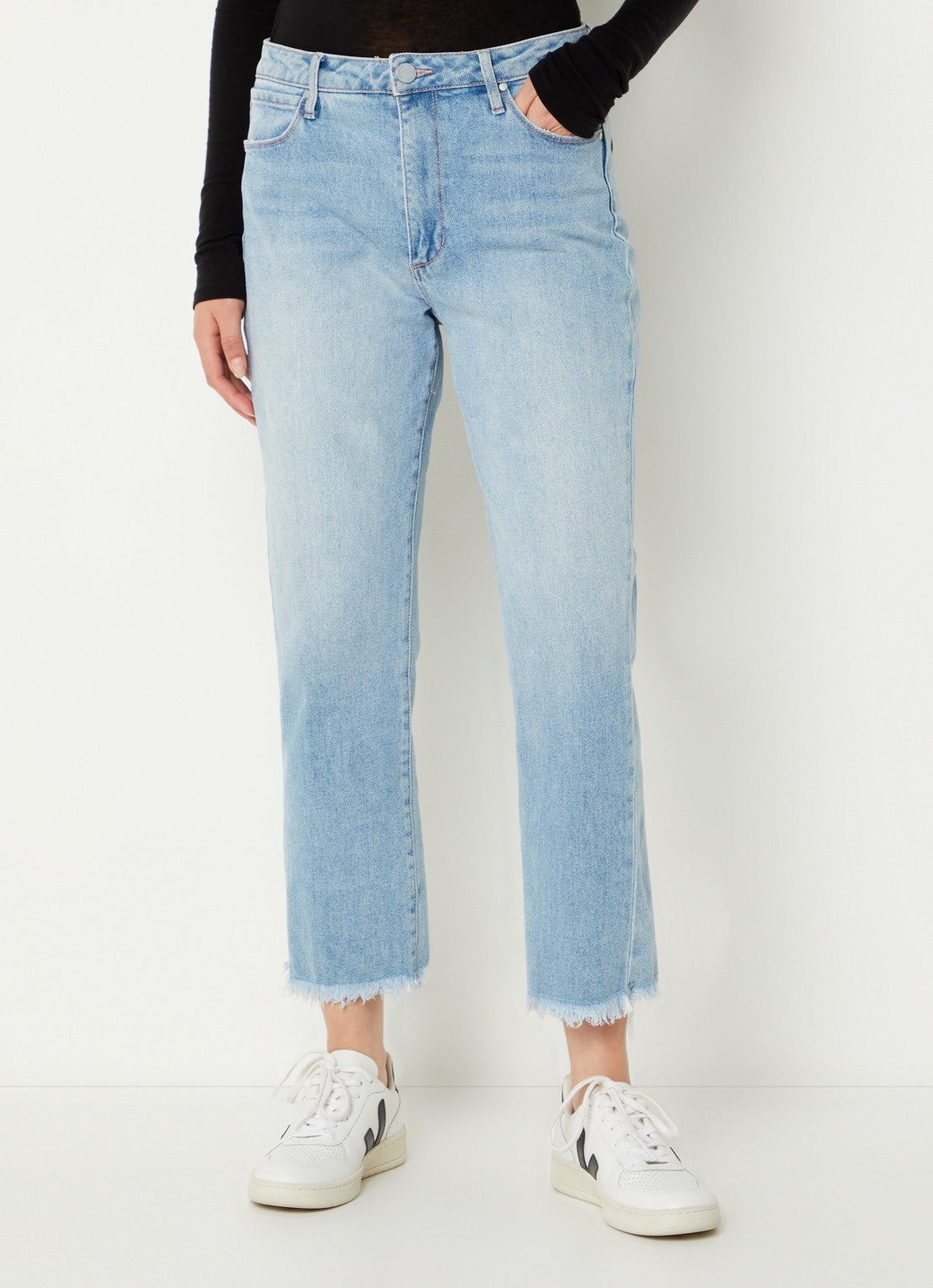 Articles of Society Kate high waist straight leg cropped jeans met lichte wassing - detail 4 indigo