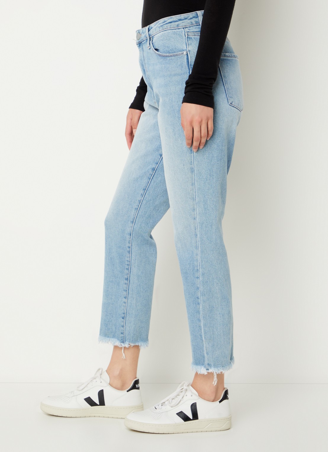 Articles of Society Kate high waist straight leg cropped jeans met lichte wassing - detail 5 indigo