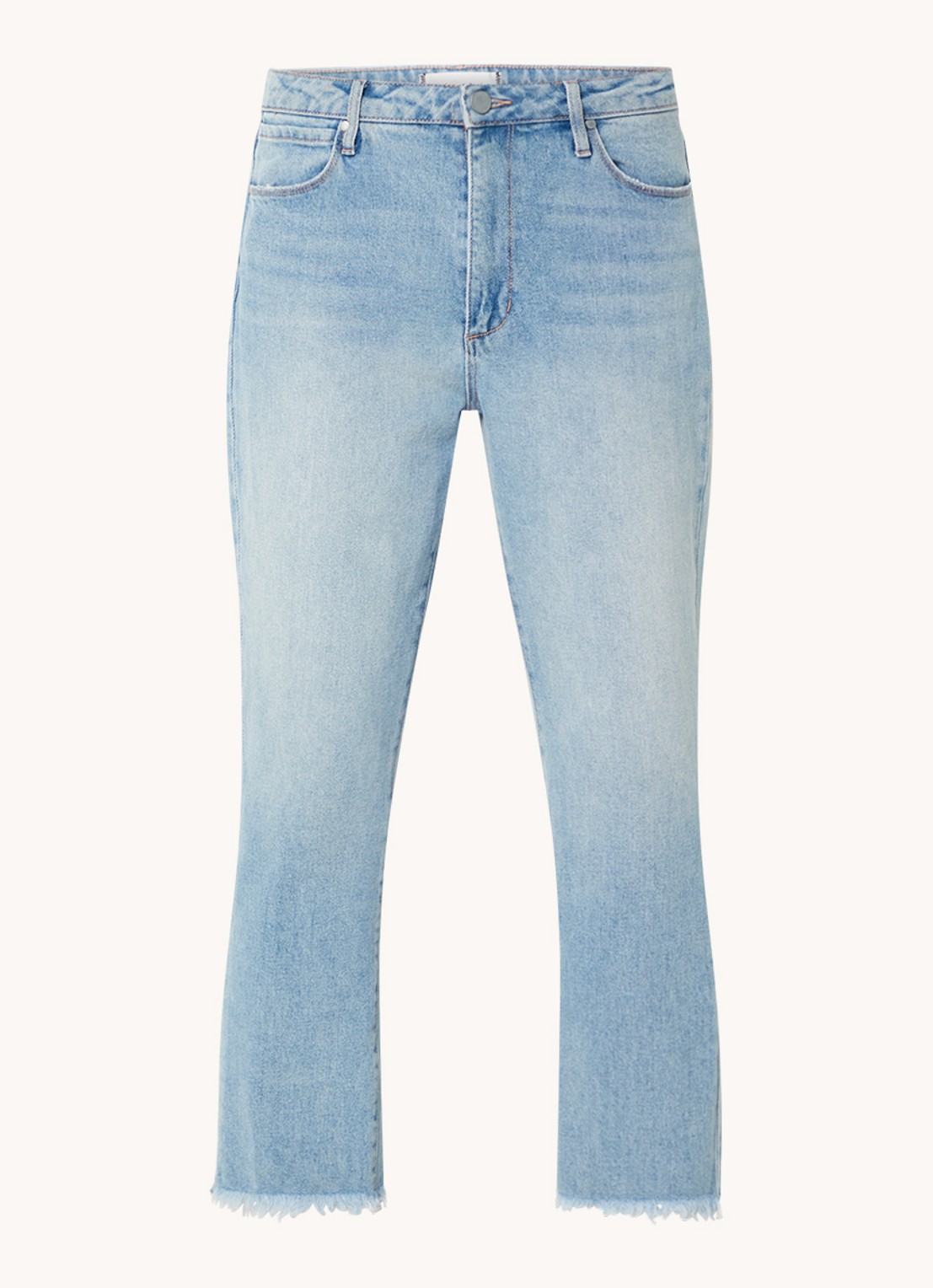 Articles of Society Kate high waist straight leg cropped jeans met lichte wassing - voorkant indigo