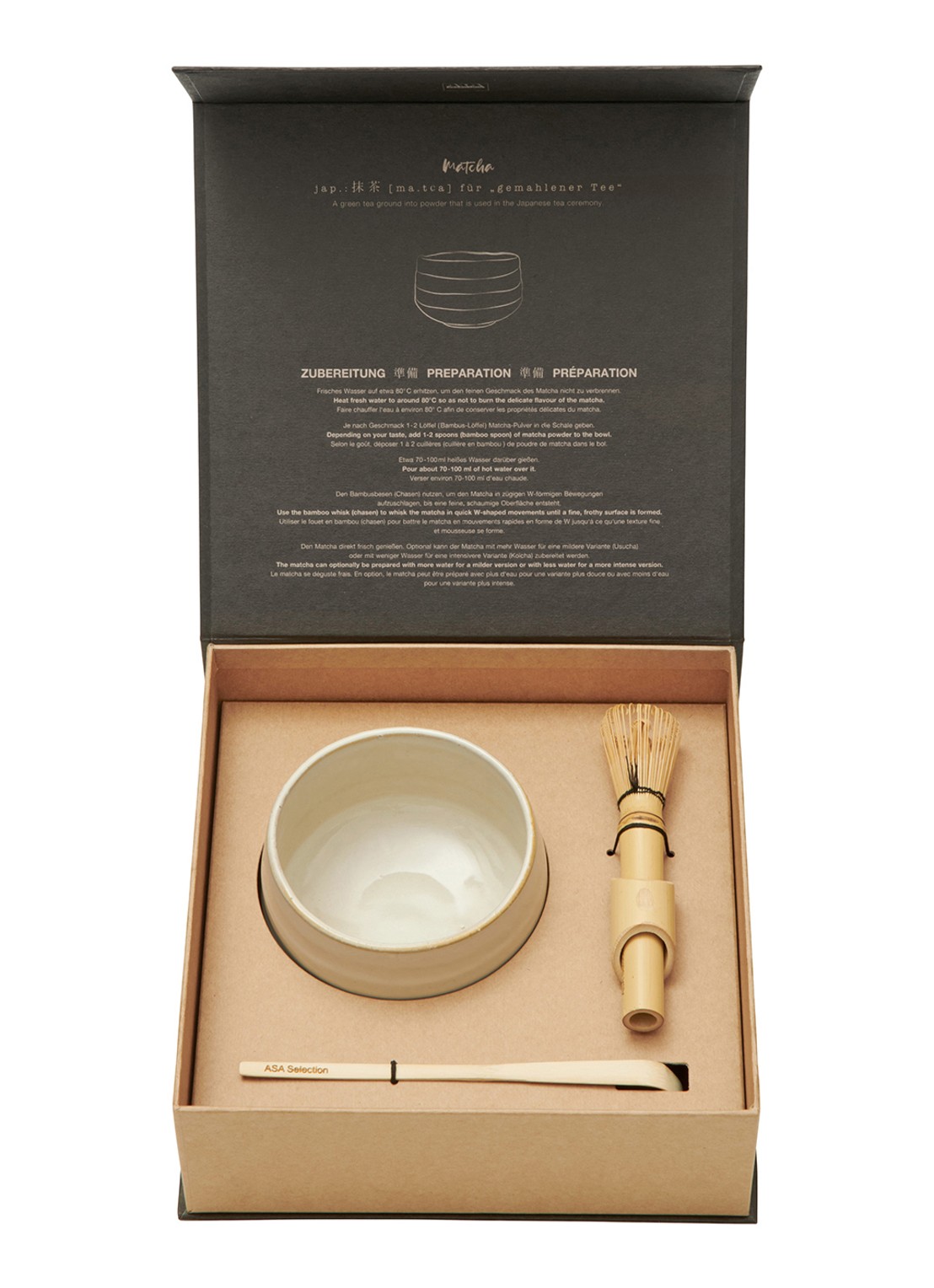 ASA Matcha serviesset in geschenkdoos 3-delig - voorkant wit