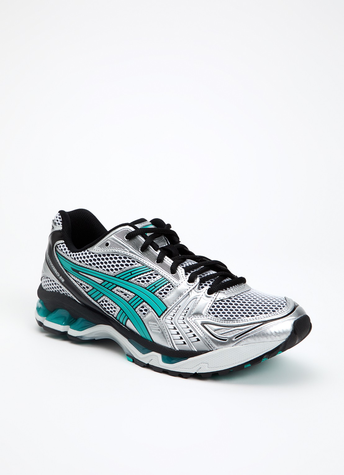ASICS Gel-Kayano 14 sneaker met mesh en metallic details - voorkant 9 zeegroen