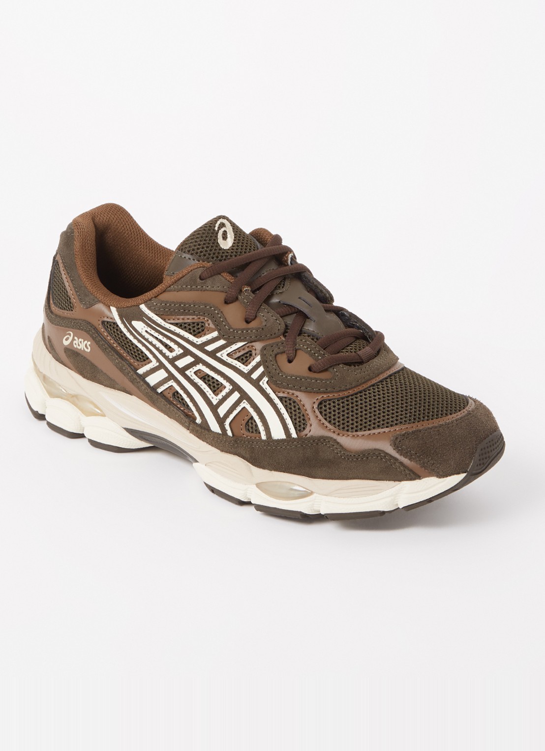 ASICS Gel-Nyc sneaker van mesh met suède details - voorkant donkerbruin