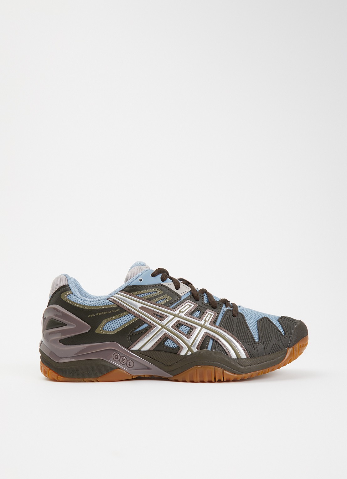 ASICS Gel-Resolution 5 sneaker van mesh met metallic details - voorkant donkerbruin