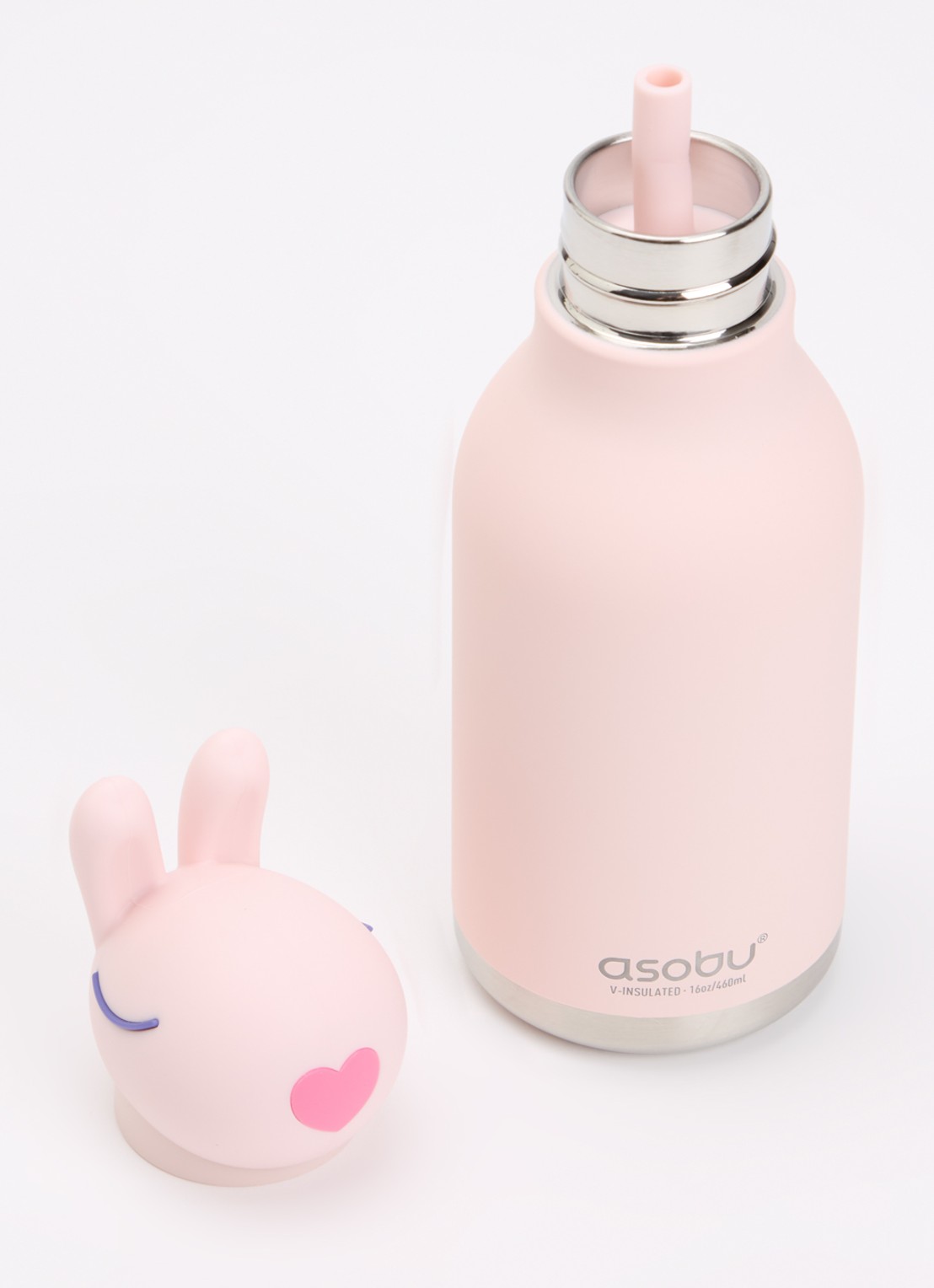 Asobu Bunny Bestie waterfles 0,46 liter  - voorkant 2 roze