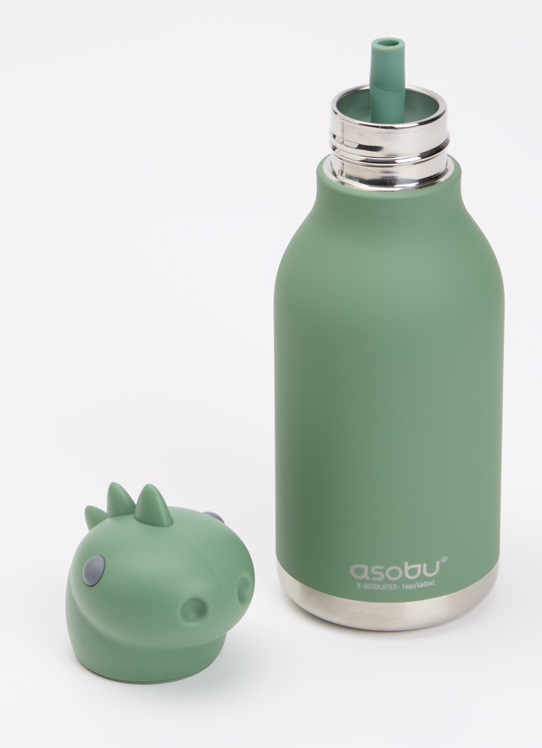 Asobu Dinosaur Bestie waterfles 0,46 liter  - voorkant 2 groen
