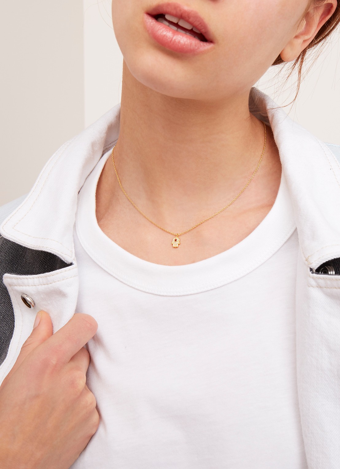Astley Clarke Ketting Mini Hamsa verguld - voorkant 2 goud