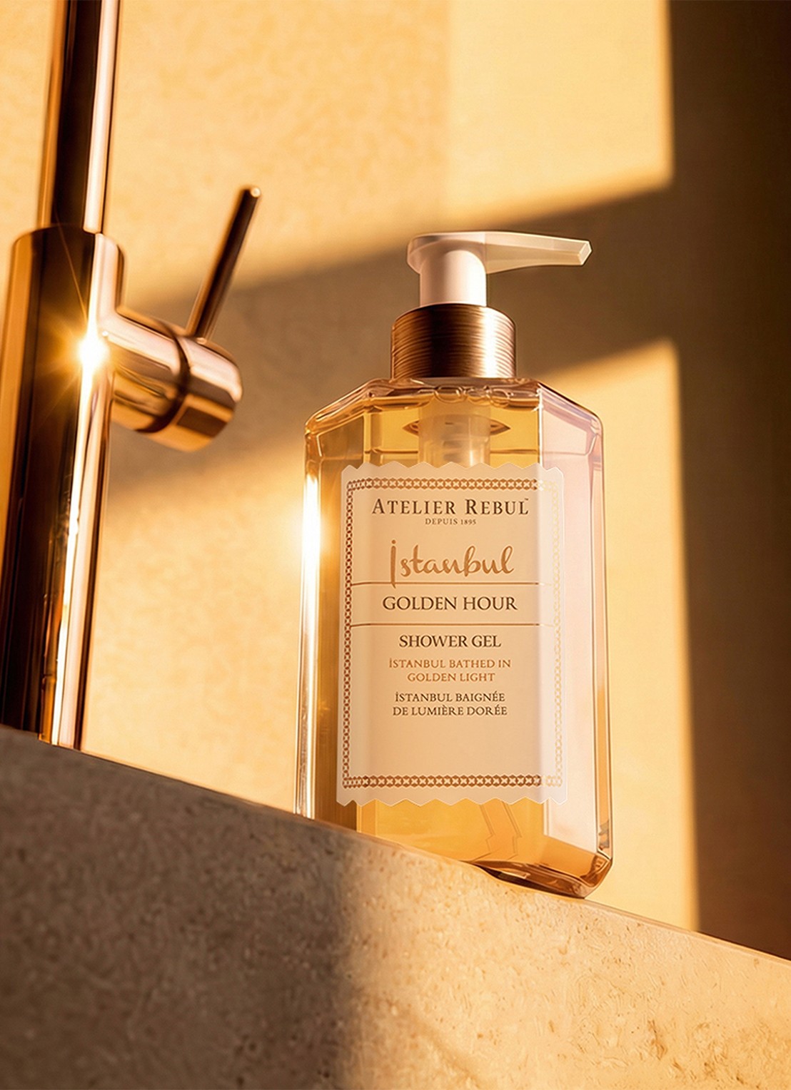 Atelier Rebul Istanbul Golden Hour douchegel 250 ml - voorkant 2 vanillegeel