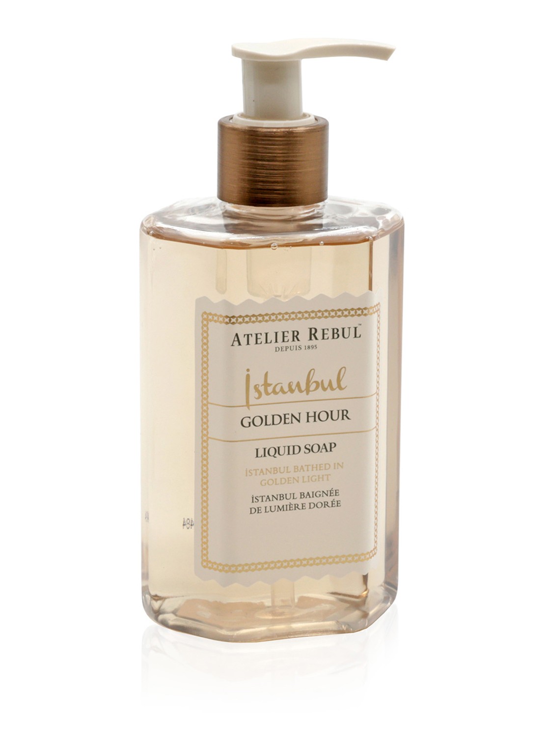 Atelier Rebul Istanbul Golden Hour handzeep 250 ml - voorkant vanillegeel