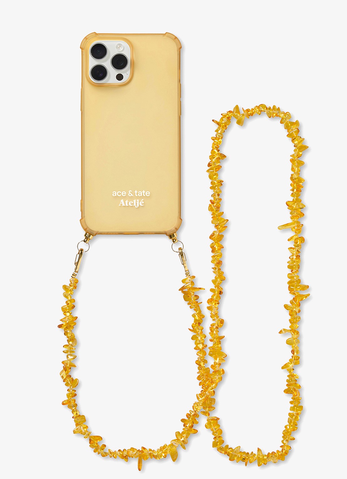 Ateljé Honeycromb crossbody telefoonkoord 114 cm  - detail 3 geel