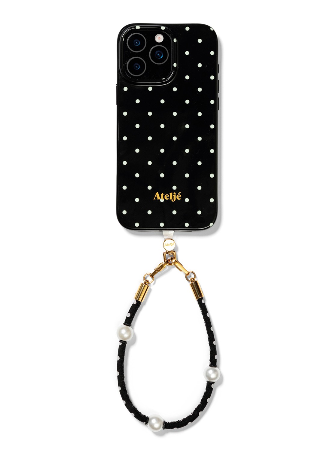 Ateljé Polka telefoonkoord - detail zwart