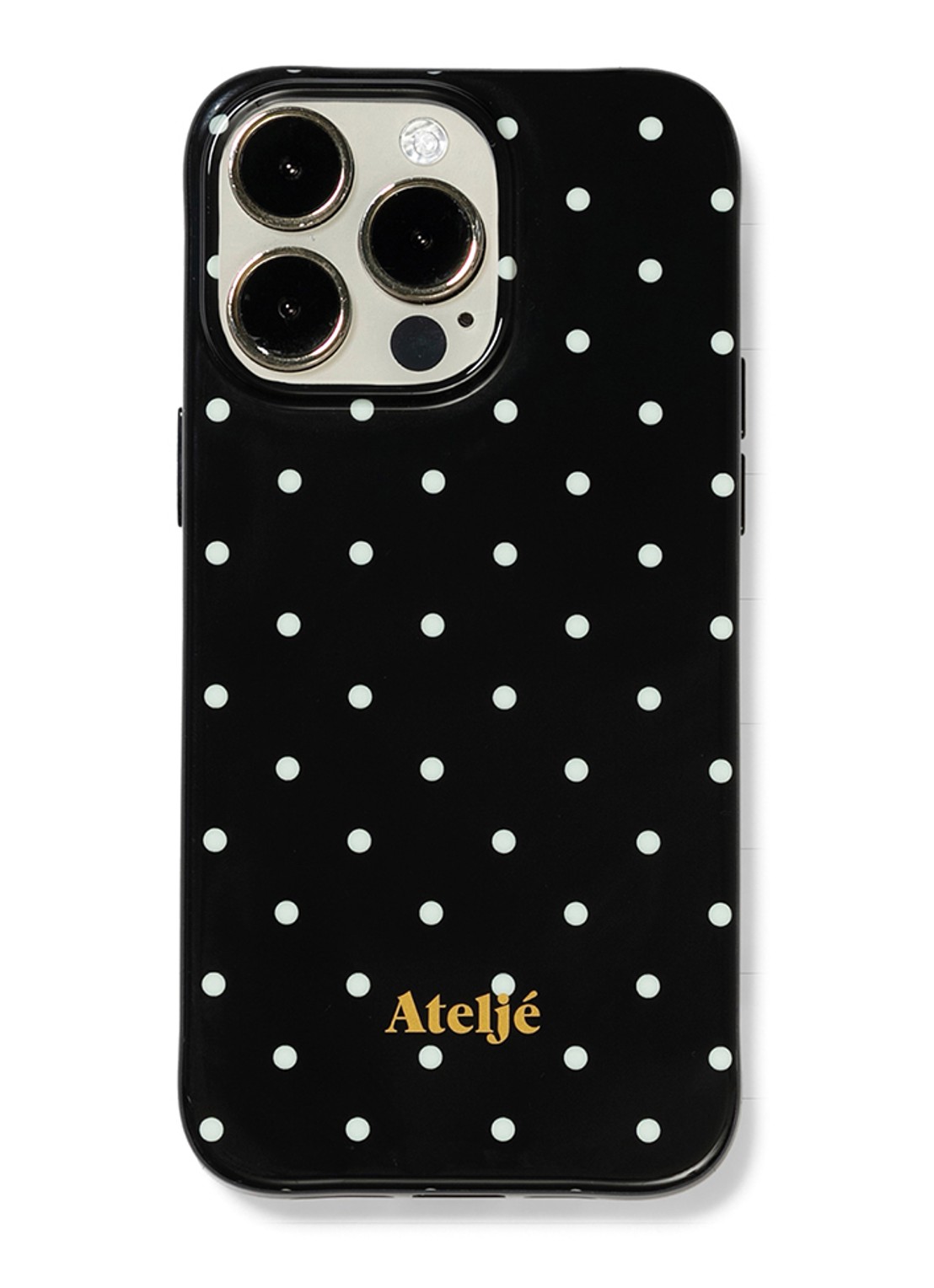 Ateljé Polkadot telefoonhoes voor IPhone 14 Pro - voorkant 2 zwart