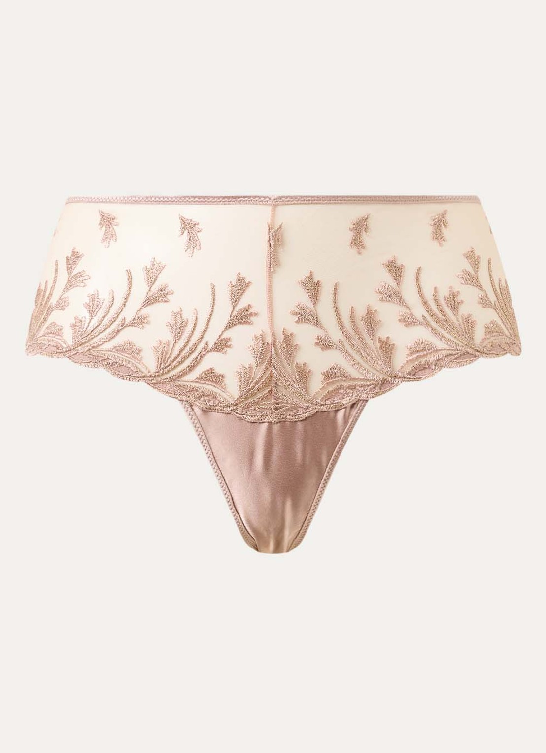 Aubade Cosmic Romance high waisted shorty van mesh  met lurexborduring - voorkant 2 oudroze