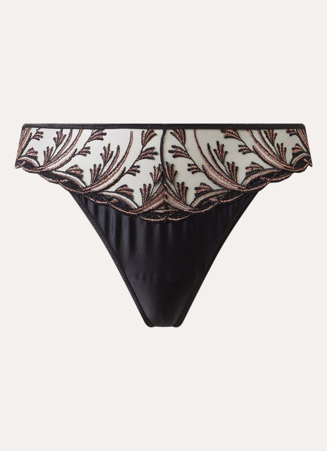 Aubade Cosmic Romance string van mesh  met lurexborduring - voorkant 3 zwart