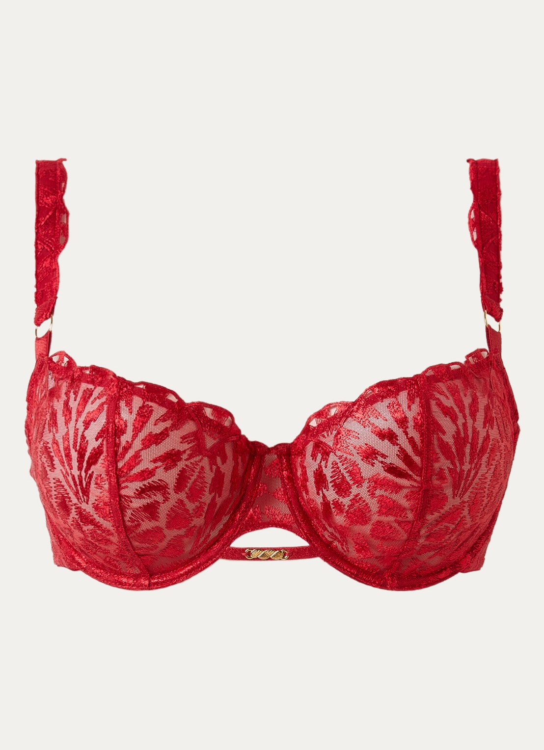 Aubade Crazy In Love balconette bh van mesh - voorkant rood