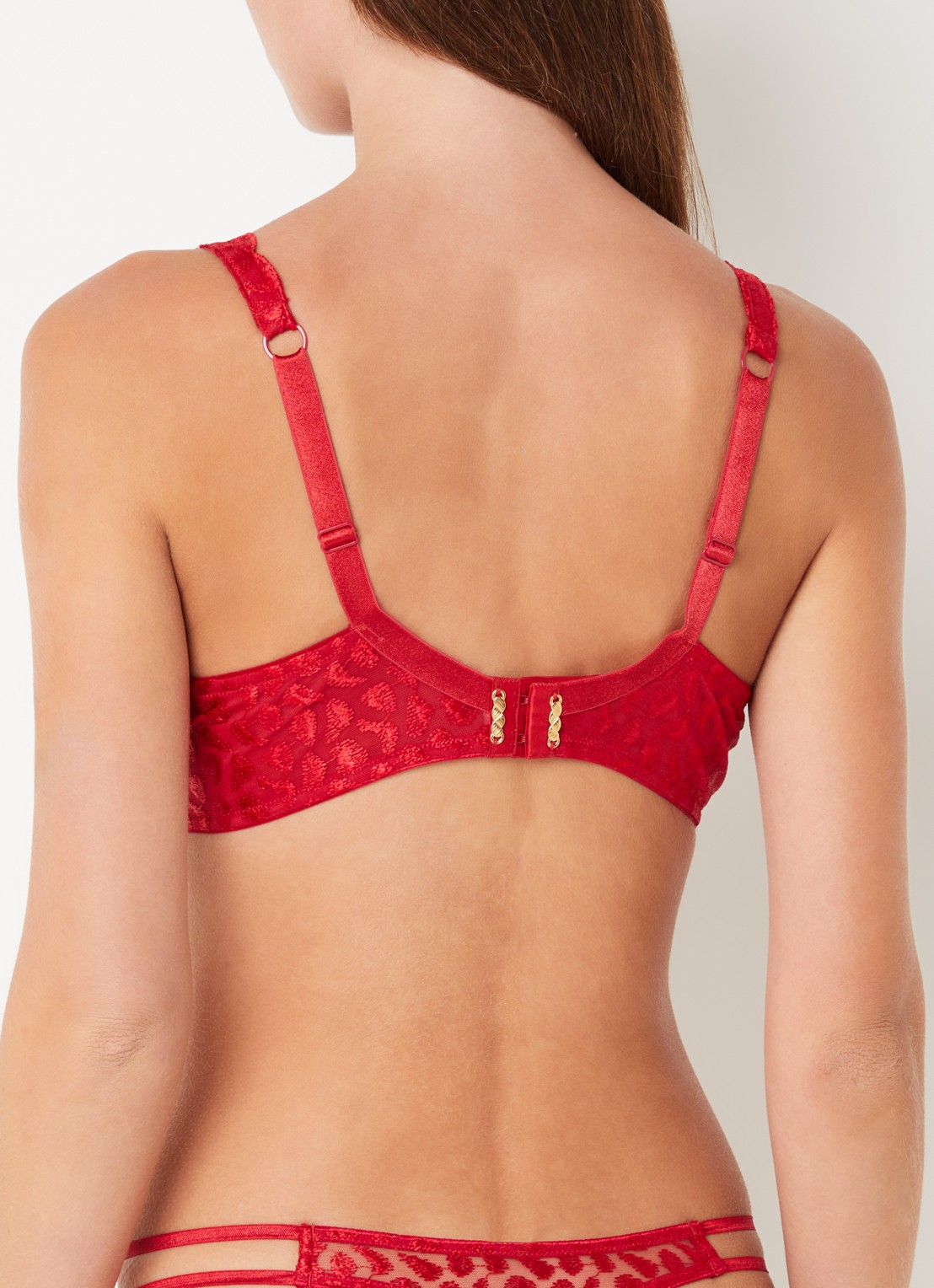 Aubade Crazy In Love push-up bh met overlay van mesh - achterkant 5 rood