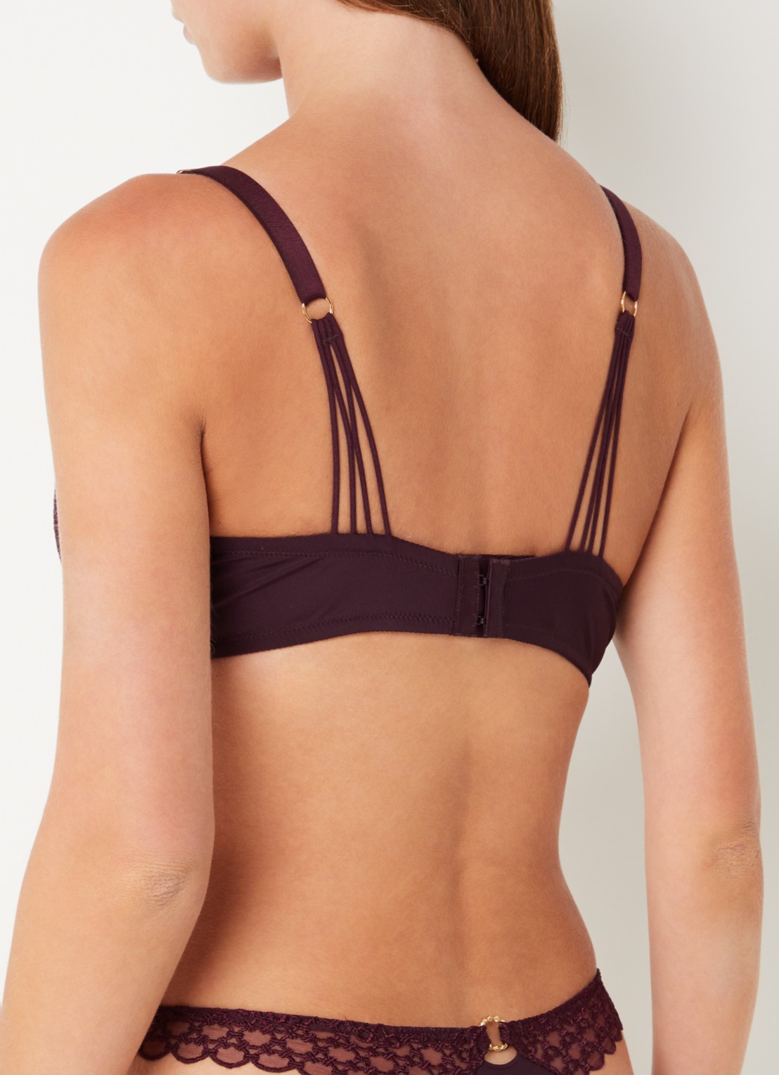 Aubade Eloge Du Desir balconette bh met beugel van mesh - achterkant 3 aubergine