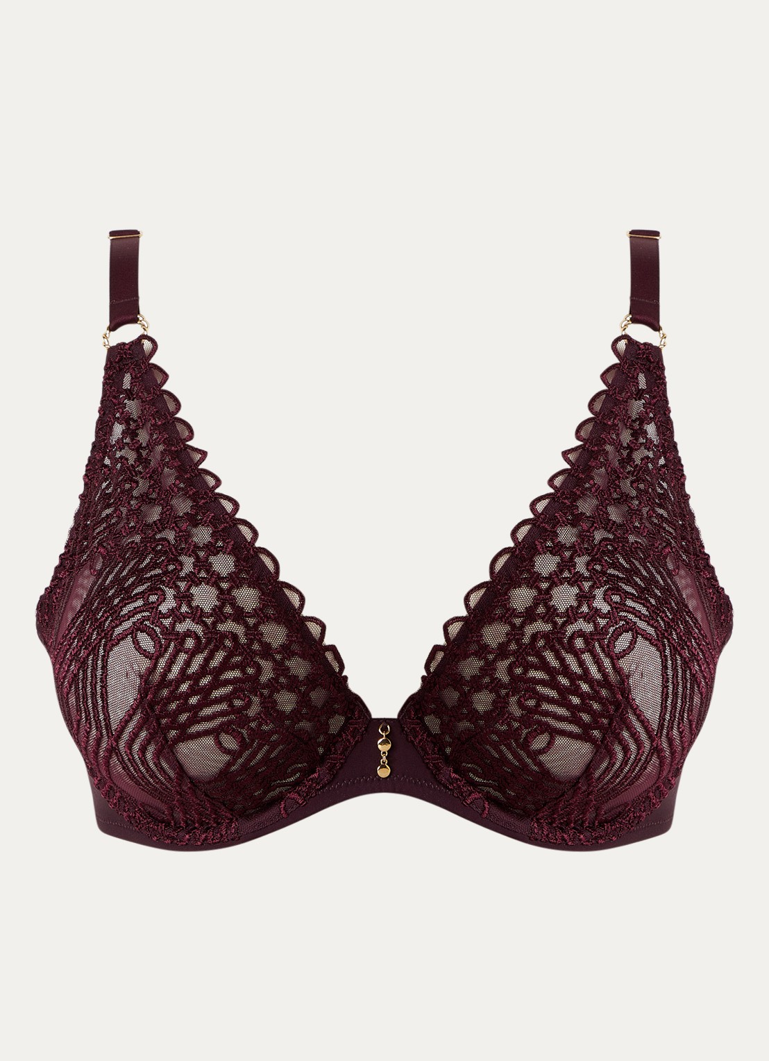 Aubade Eloge Du Desir beugel bh van mesh - voorkant aubergine