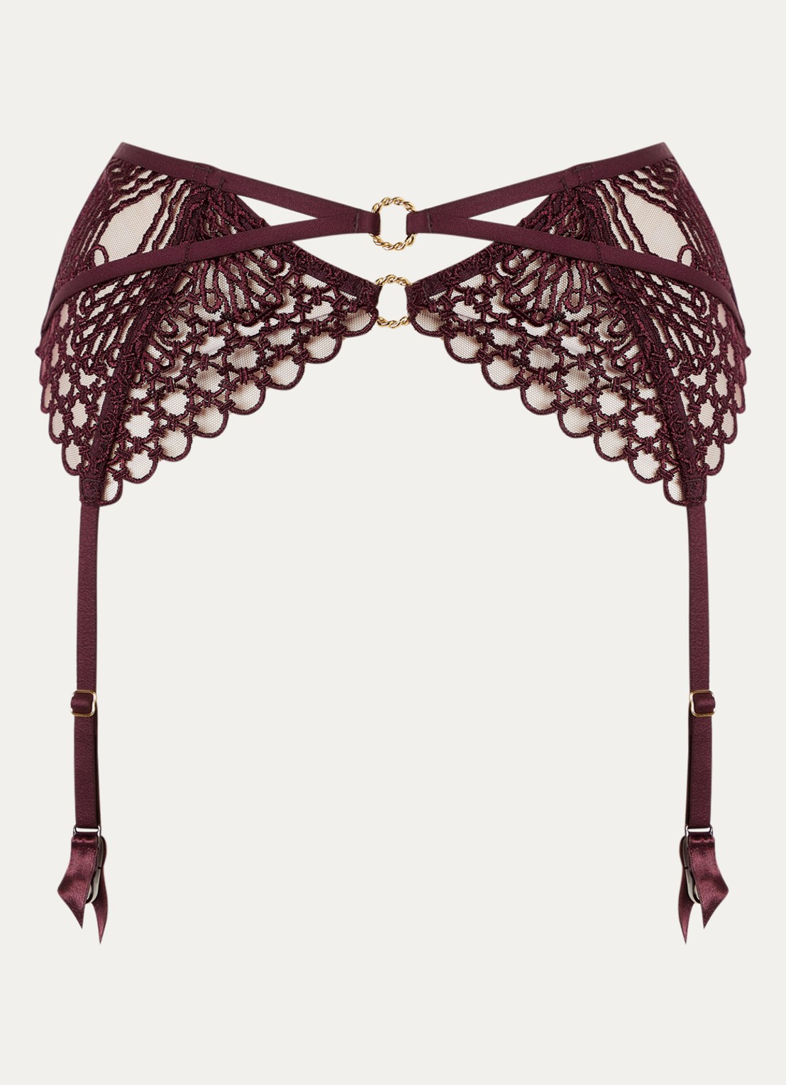 Aubade Eloge Du Desir jarretels van mesh - voorkant aubergine