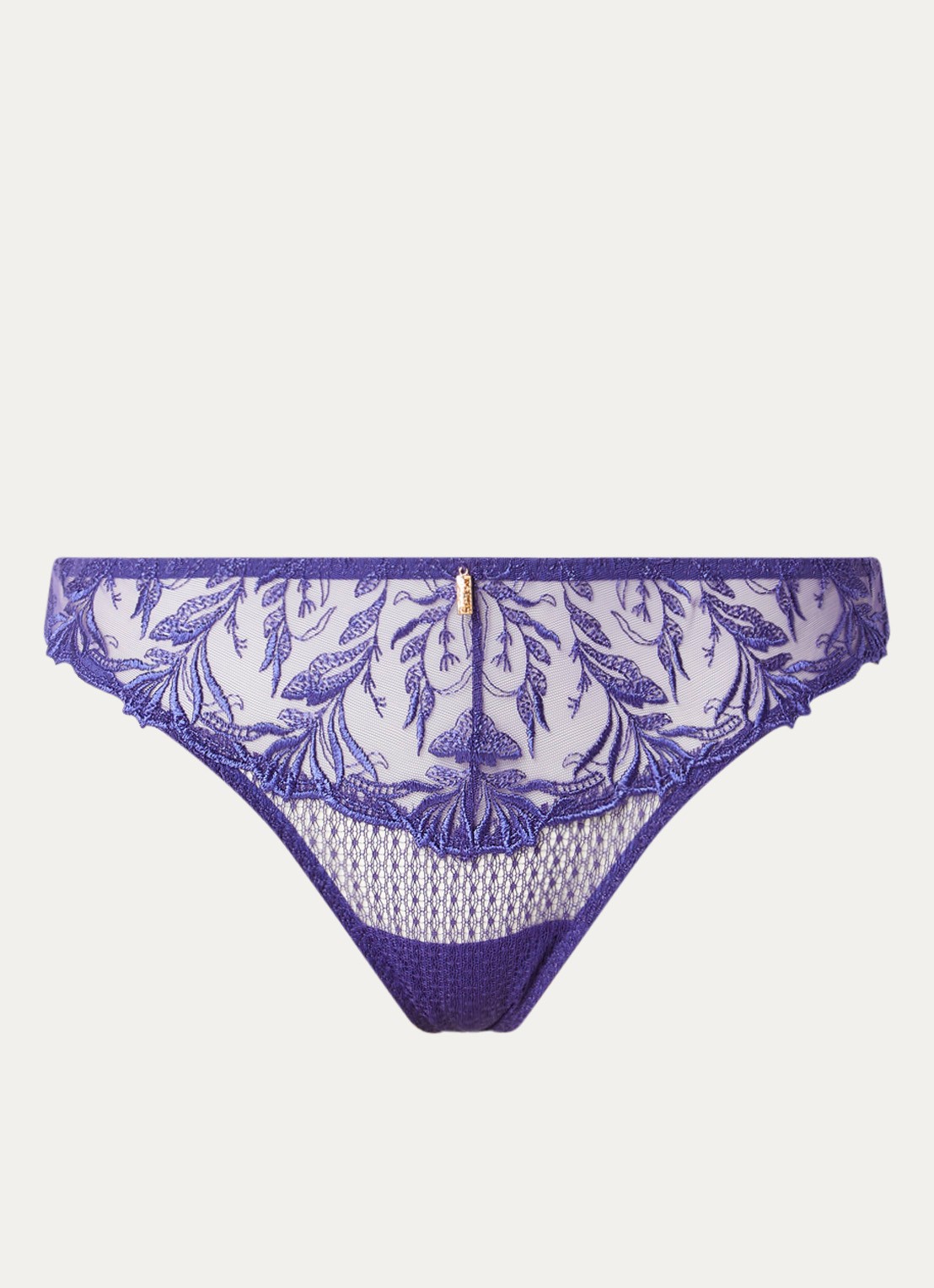 Aubade Hidden Treasure string van mesh met borduring - voorkant paars