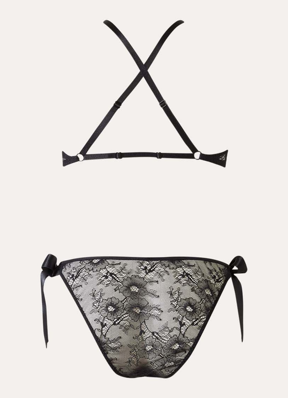 Aubade Insomnia bh en slip van kant met gestrikt detail in set - achterkant 2 zwart