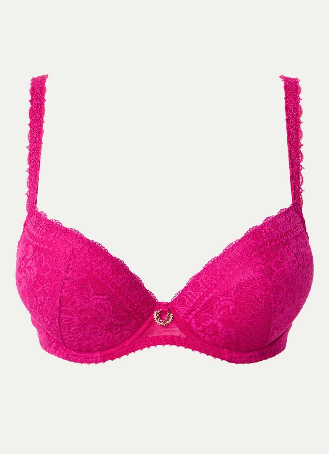 Aubade Ivresse Baroque push-up bh met overlay van kant - voorkant fuchsia