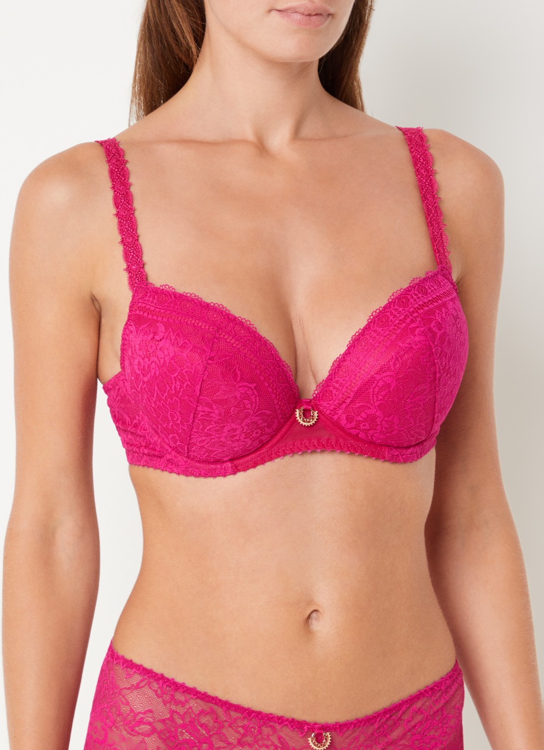 Aubade Ivresse Baroque push-up bh met overlay van kant - voorkant 4 fuchsia