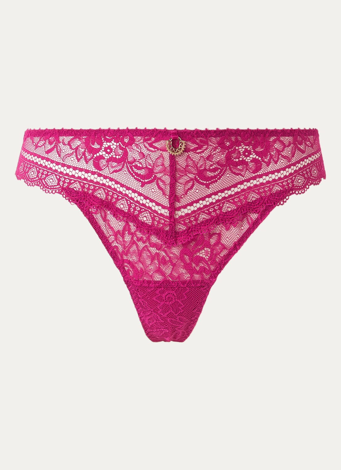 Aubade Ivresse Baroque string van kant - voorkant fuchsia