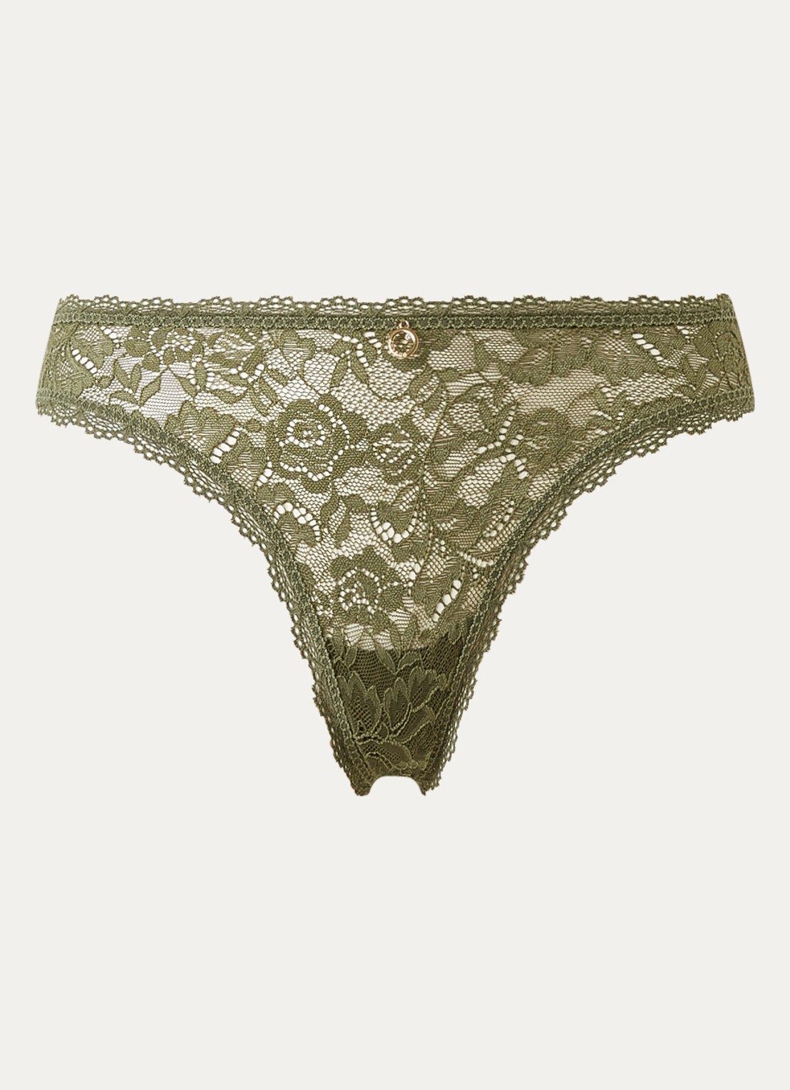 Aubade Rosessence tanga van kant - voorkant 3 mosgroen