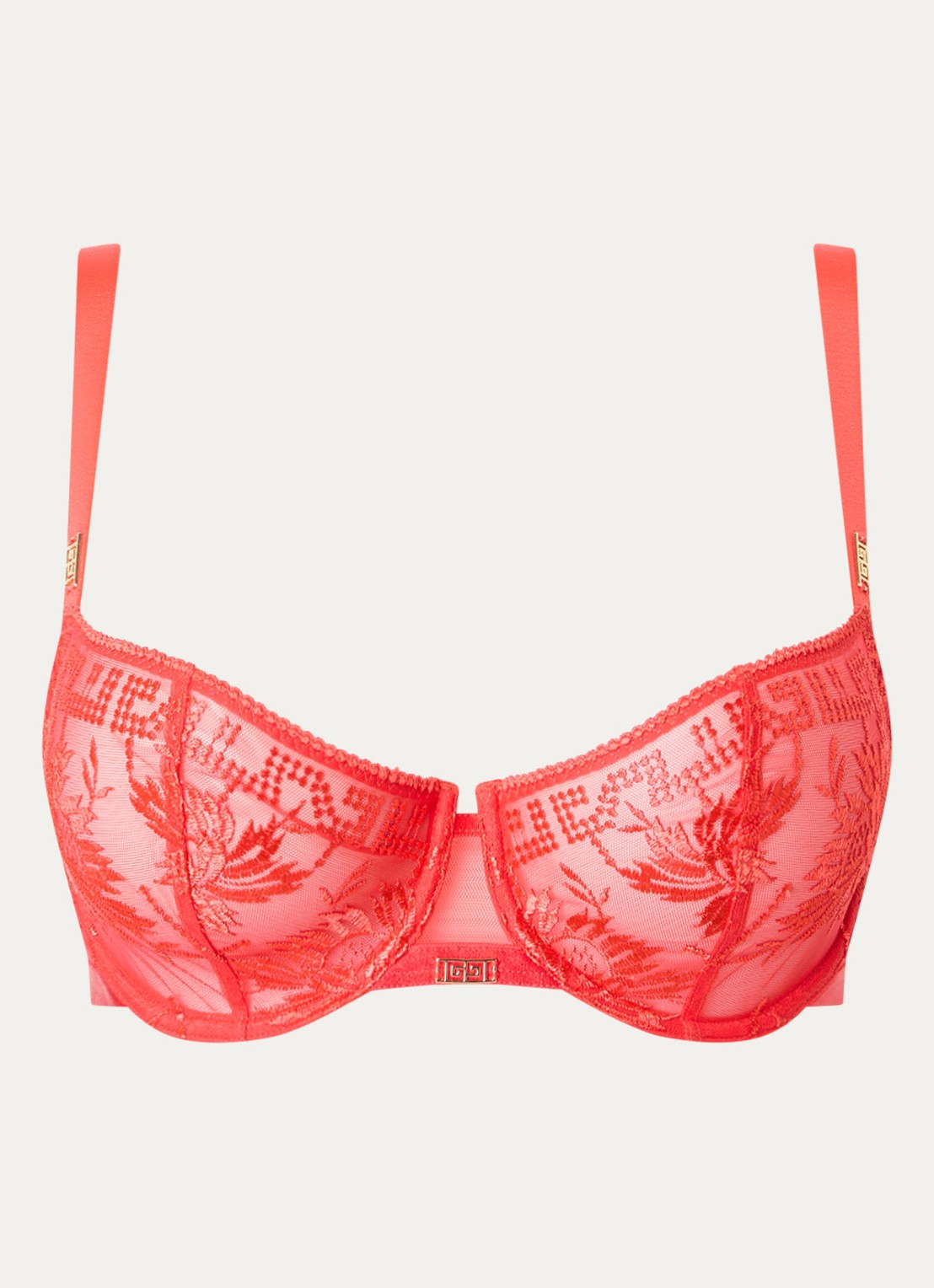 Aubade Rules Of Attraction beugel bh van mesh met borduring - voorkant 4 rood