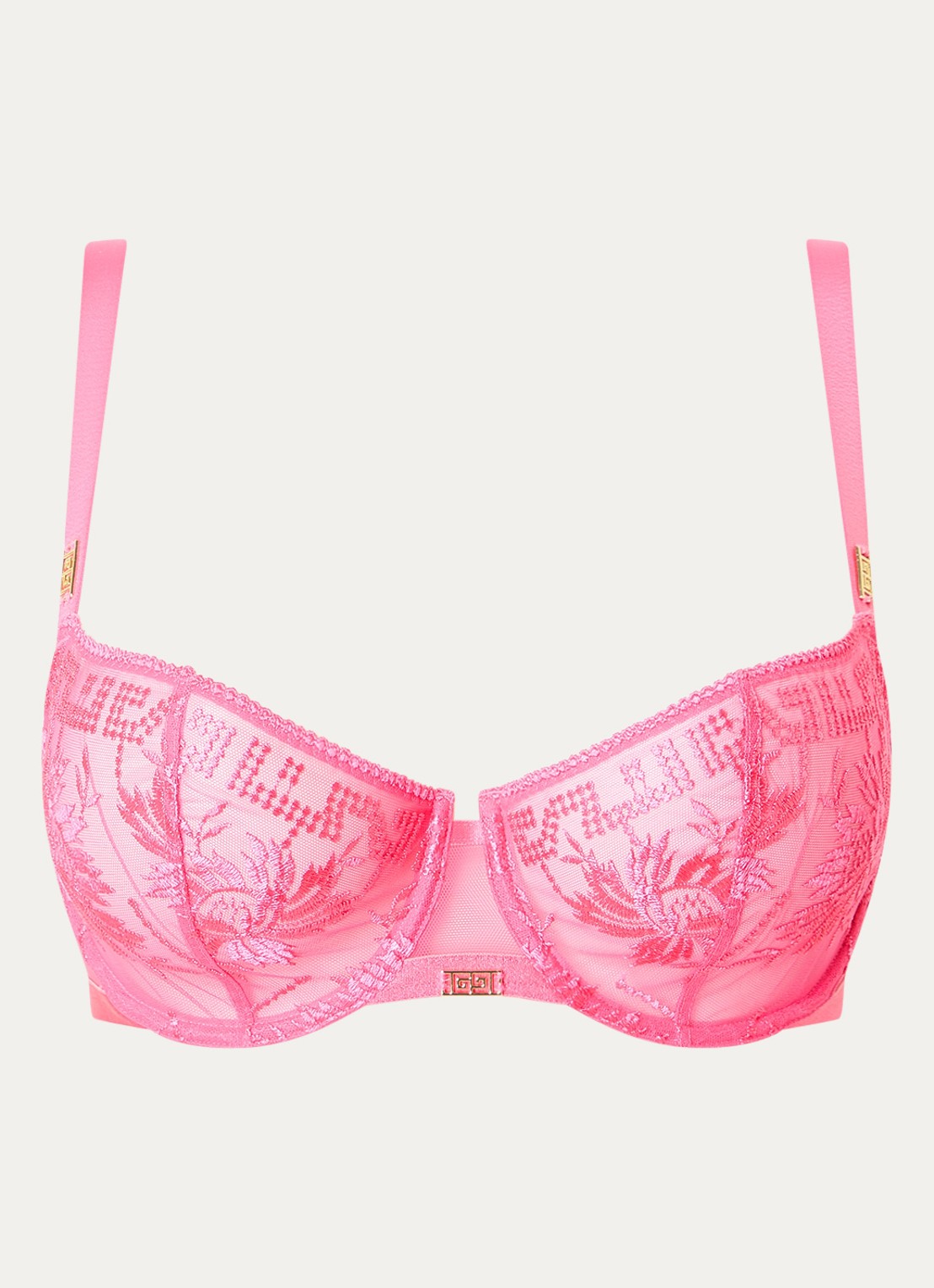 Aubade Rules Of Attraction beugel bh van mesh met borduring - voorkant roze