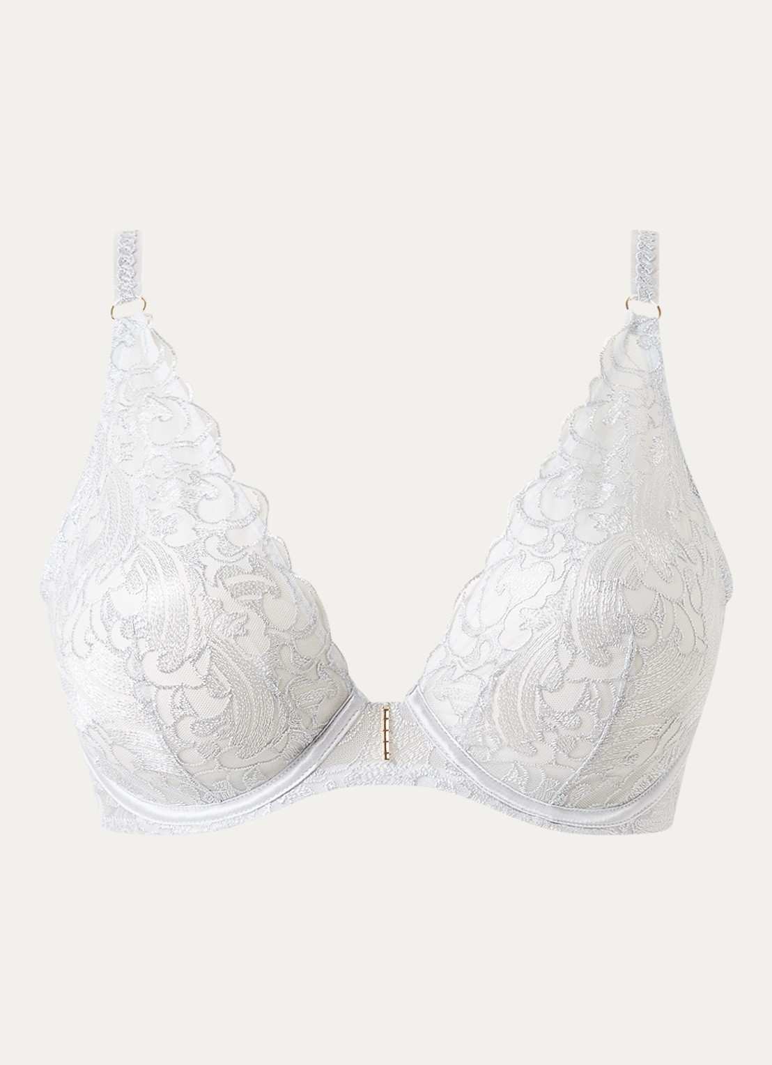 Aubade Satin Memories beugel bh van mesh met borduring - voorkant 2 zilver