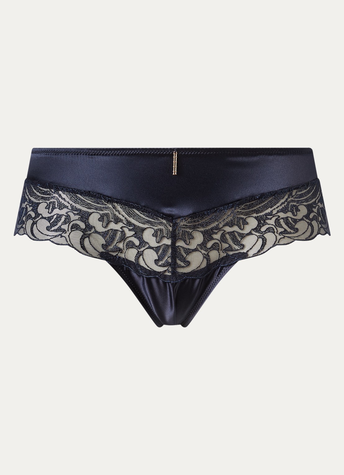 Aubade Satin Memories slip van mesh met satijn - voorkant donkerblauw