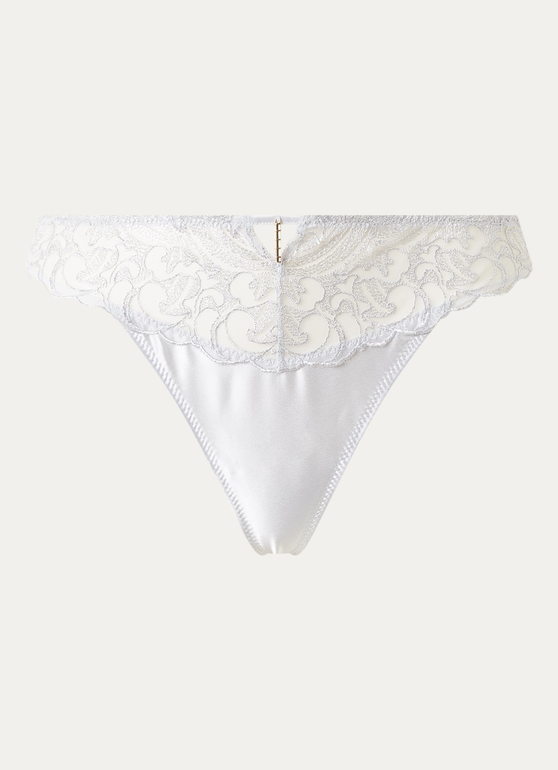 Aubade Satin Memories tanga van mesh met satijn - voorkant 4 zilver