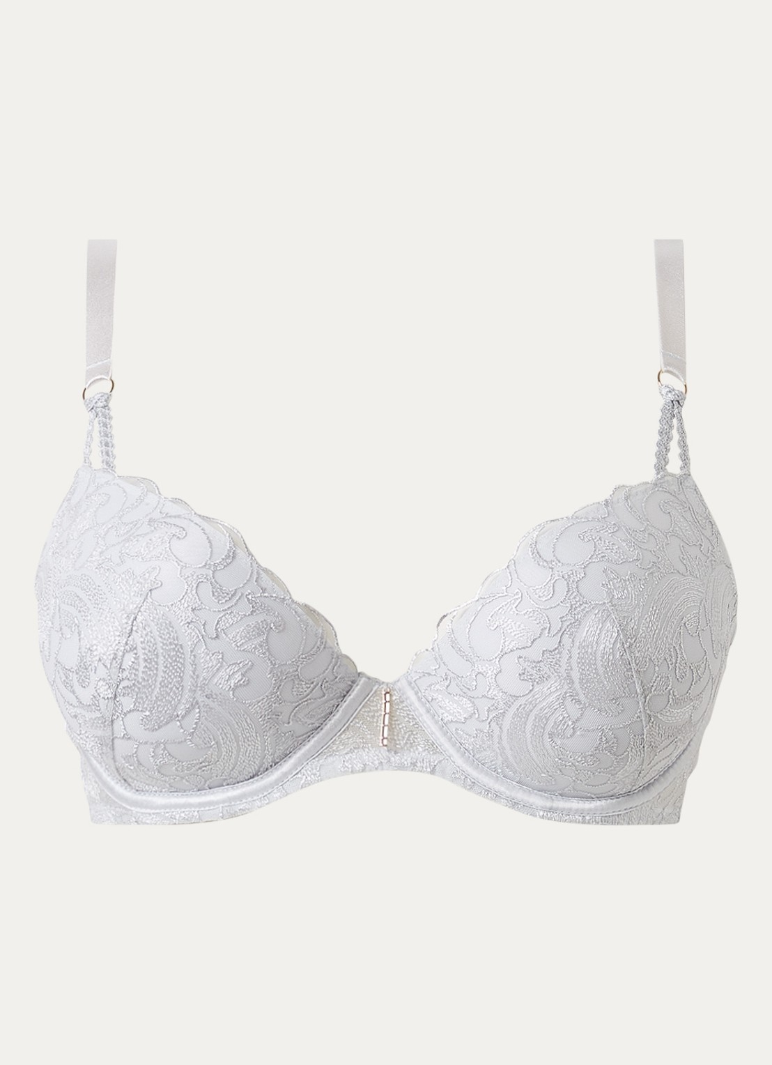 Aubade Satin Memories voorgevormde beugel bh met overlay van kant - voorkant 4 lichtgrijs