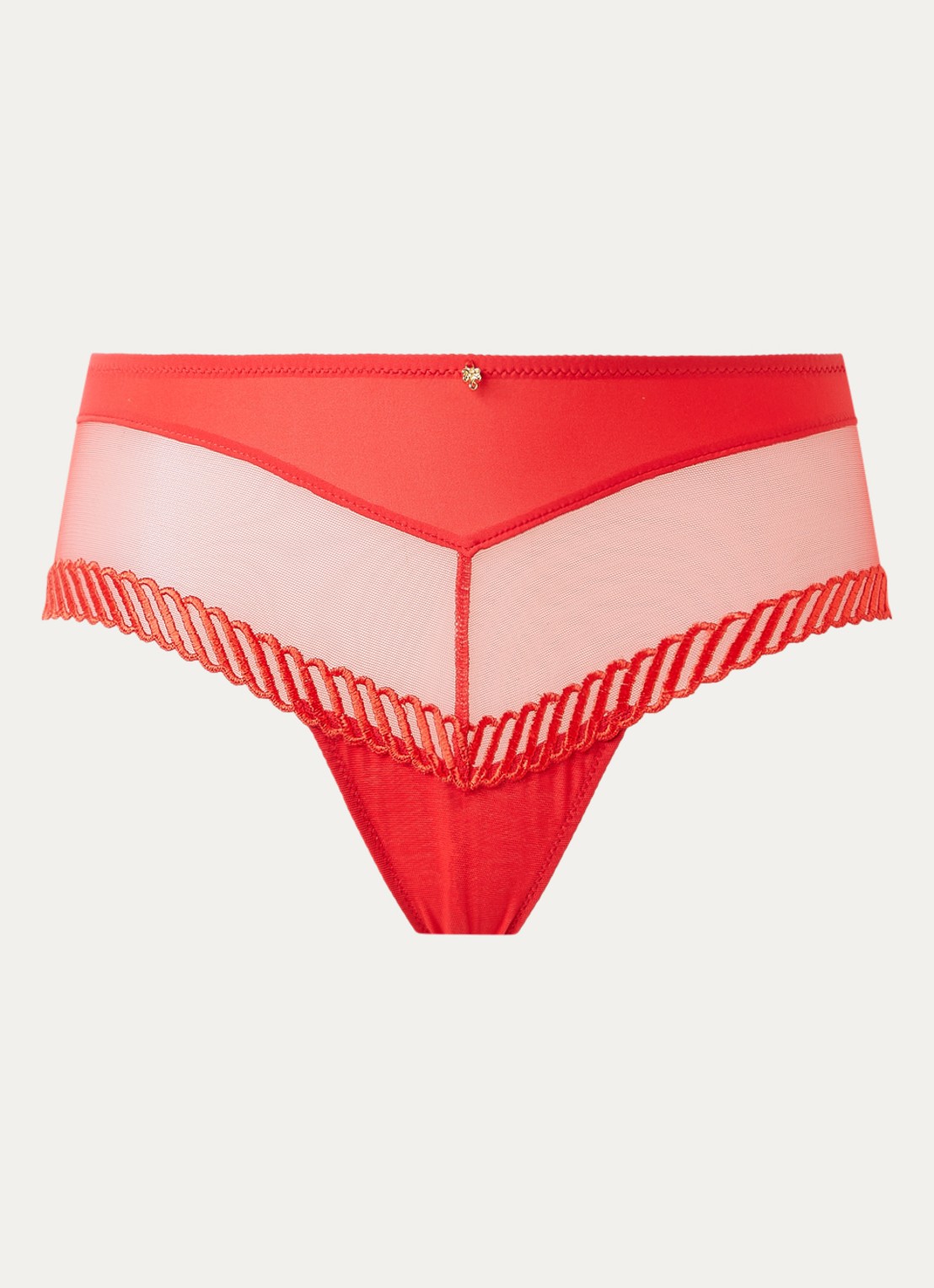 Aubade Sheer Emotion shorty met mesh en borduring - voorkant rood